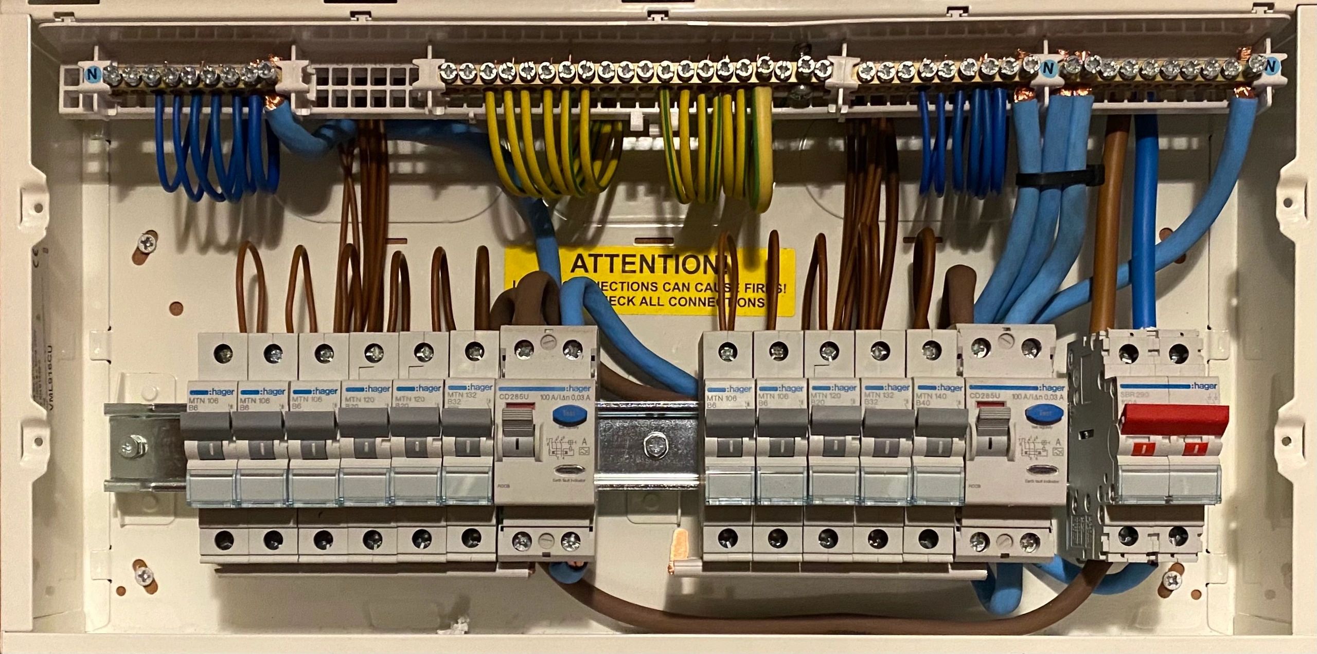 Consumer-unit upgrade by Portes Electrical with hand-filled UK Schedule of Test Results certificate